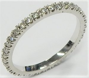 Angara 1.6mm Prong-Set Diamond Capital M Initial Bracelet in 14K White Gold(H, SI2)